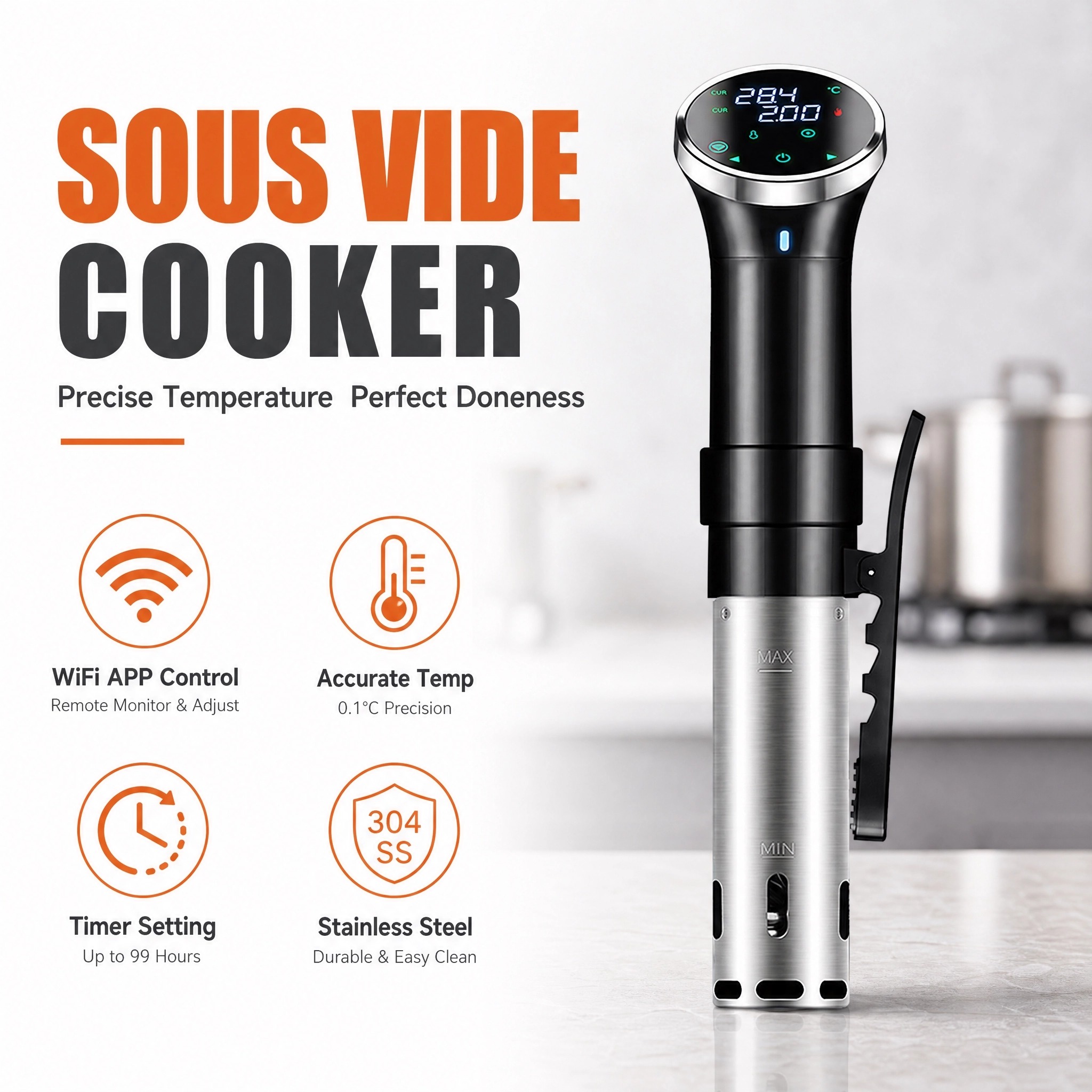 Digital Sous Vide Precision Cooker - Sous Vide Pişirici WiFi Dijital Hassas